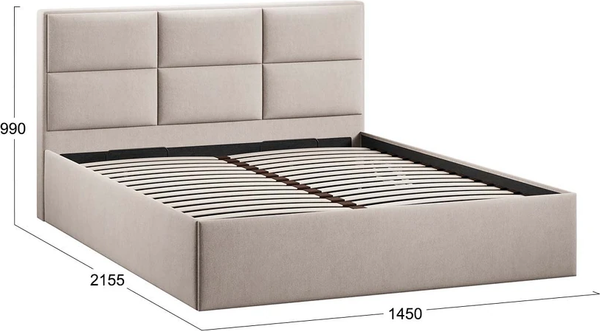 Изображение товара Полуторная кровать ТриЯ Стелла Тип 1 c ПМ 140x200 (велюр Мокко светлый)