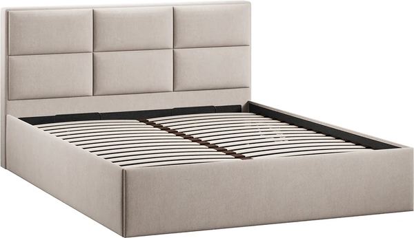 Изображение товара Полуторная кровать ТриЯ Стелла Тип 1 c ПМ 140x200 (велюр Мокко светлый)