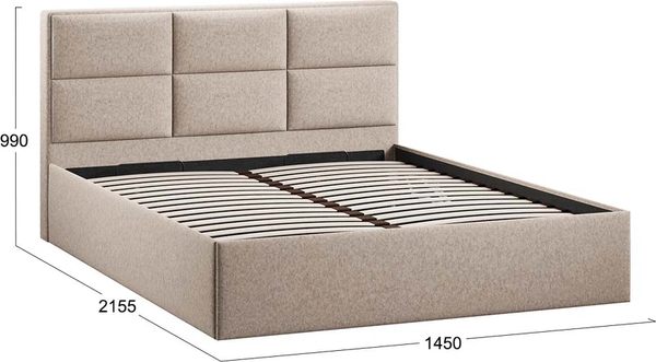 Изображение товара Полуторная кровать ТриЯ Стелла Тип 1 c ПМ 140x200 (микровелюр Jercy Cream)