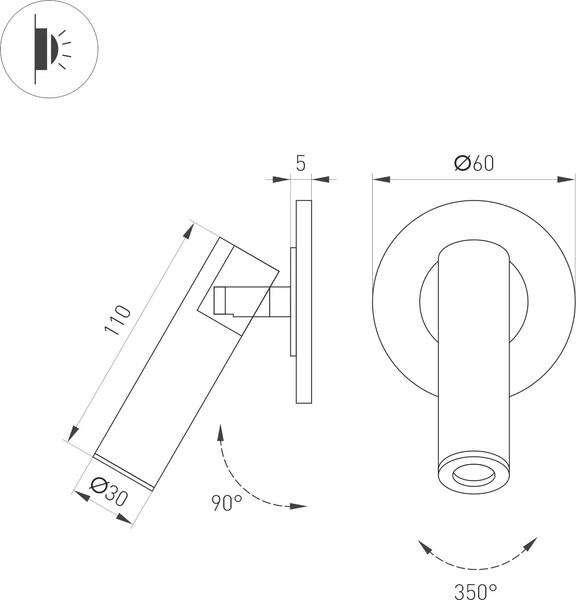Изображение товара Спот Arlight SP-READER-NB-R60-3W Warm3000 BK 20deg / 053091