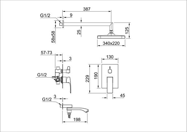 Изображение товара Душевая система со смесителем Raglo R01.27.03