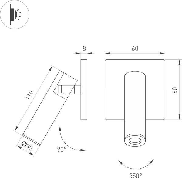 Изображение товара Спот Arlight SP-READER-NB-S60x60-3W Warm2700 BK 20deg / 052947