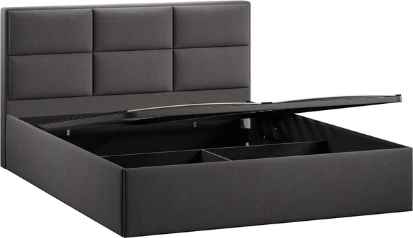 Изображение товара Двуспальная кровать ТриЯ Стелла Тип 1 c ПМ 180x200 (велюр Графит)