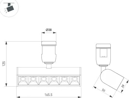 Изображение товара Трековый светильник Arlight ART-APRIORI-LASER-TURN-L165-8W Day4000 TN 48deg / 047782