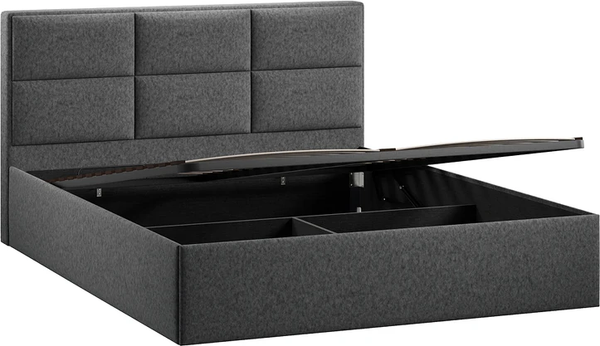 Изображение товара Двуспальная кровать ТриЯ Стелла Тип 1 c ПМ 180x200 (микровелюр Jercy Graphite)