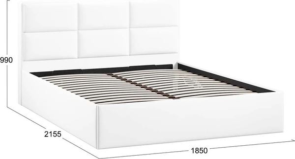 Изображение товара Двуспальная кровать ТриЯ Стелла Тип 1 c ПМ 180x200 (экокожа Polo white)