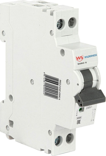 Изображение товара Выключатель автоматический Wilderness DAW2-6 1P+N 10A 1 мод. х-ка B 6kA (R) / DAW2-6-1N-B010