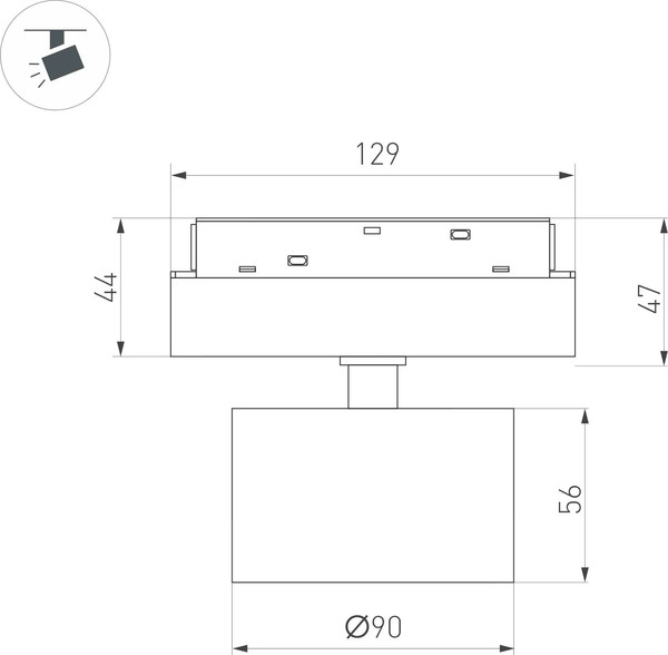 Изображение товара Трековый светильник Arlight MAG-ORIENT-RONDO-R90-9W Day4000-MIX WH 110deg / 048345