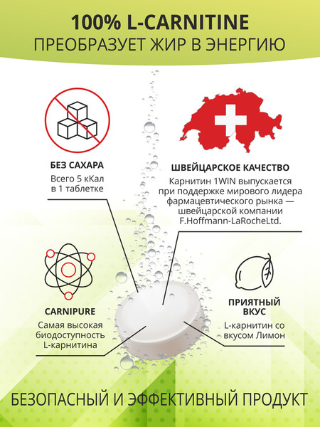 Изображение товара L-карнитин 1WIN 900мг (17 таблеток)