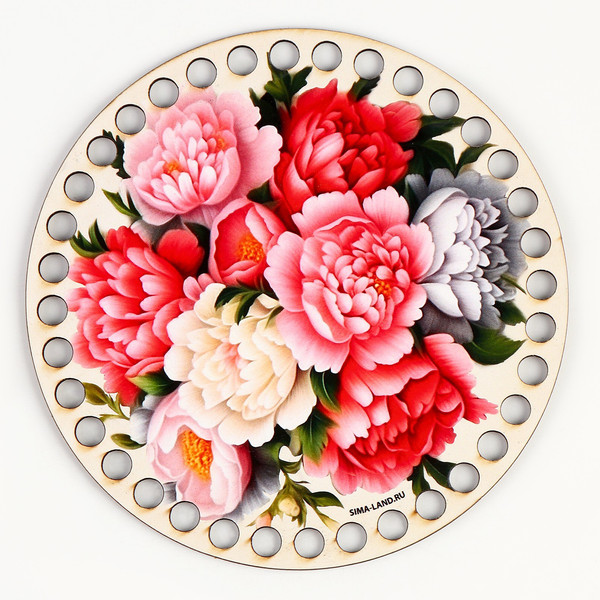 Изображение товара Набор заготовок для творчества Школа талантов Донышки для вязания. Пионы / 9918097