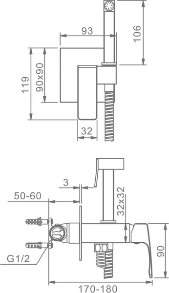 Изображение товара Гигиенический душ со смесителем Raglo R01.52.03