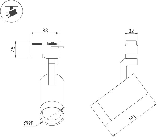 Изображение товара Трековый светильник Arlight LGD-GELIOS-4TR-R95-40W Warm3000 BK 20-60deg / 031232
