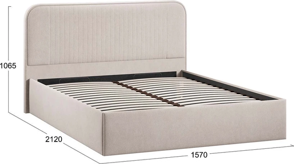 Изображение товара Полуторная кровать ТриЯ Тиффани Тип 1 c ПМ 140x200 (велюр Мокко светлый)