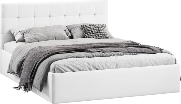 Изображение товара Полуторная кровать ТриЯ Тиффани Тип 1 c ПМ 140x200 (экокожа Polo white)