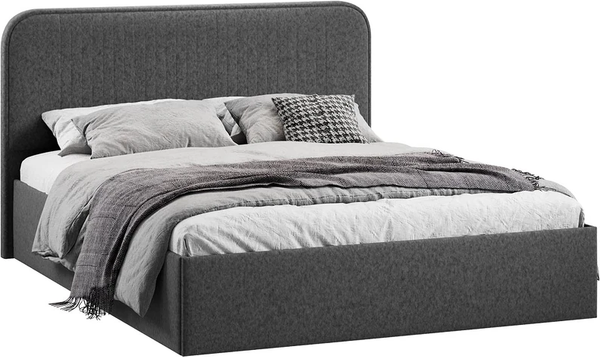Изображение товара Двуспальная кровать ТриЯ Тиффани Тип 1 c ПМ 180x200 (микровелюр Jercy Graphite)