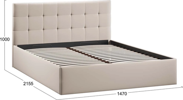 Изображение товара Каркас кровати ТриЯ Джоли Тип 1 универсальный 140x200 (велюр Confetti Cream)