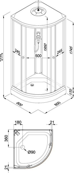 Изображение товара Душевая кабина Triton Вельвет А3 80x80 (поддон 17)