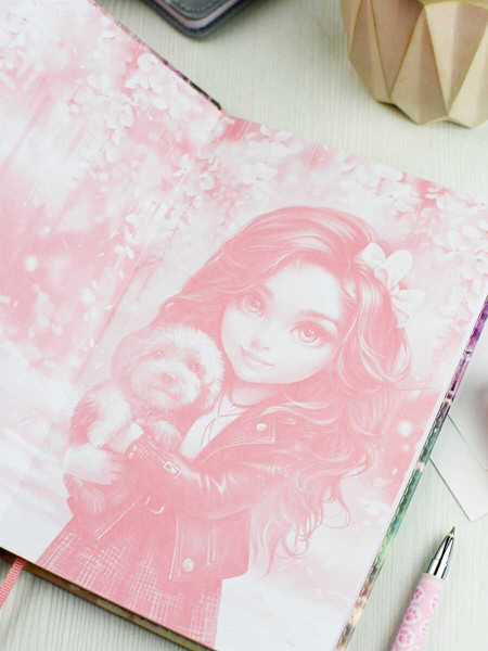 Изображение товара Дневничок Феникс+ Брюнетка с собачкой / 68874