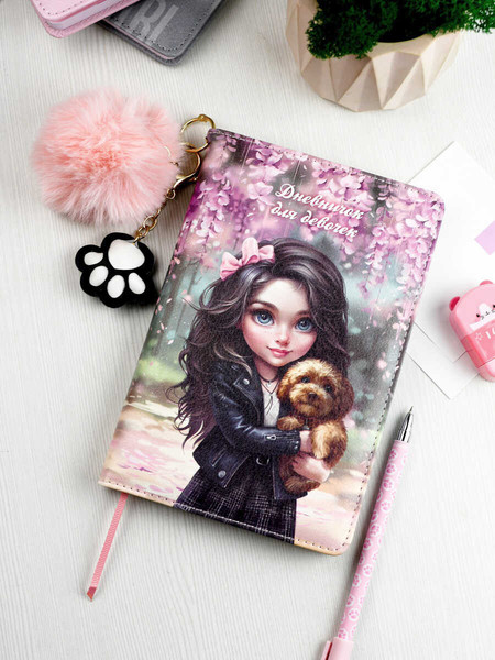 Изображение товара Дневничок Феникс+ Брюнетка с собачкой / 68874