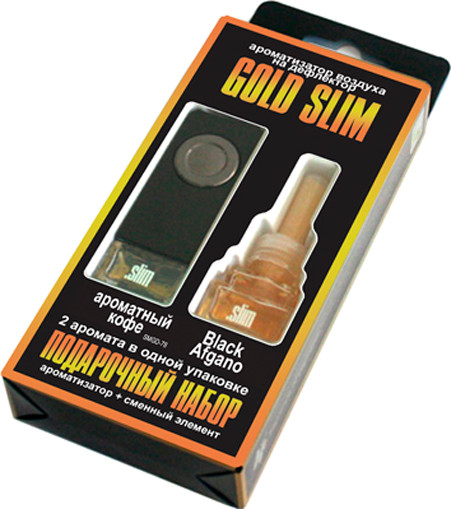 Изображение товара Набор ароматизаторов автомобильных FKVJP Gold Slim Ароматный кофе+Black Afgano SMGD-78