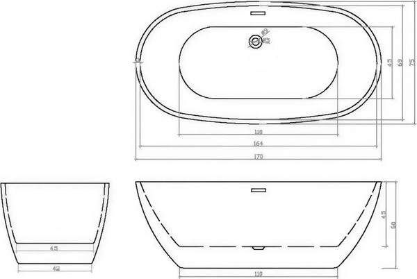 Изображение товара Ванна акриловая Cerutti Spa d'Iseo 170 II / CT10509 (170x75)