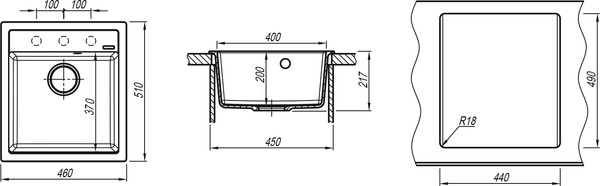 Изображение товара Мойка кухонная ZORG С сифоном Rock 46 Premium (белый)