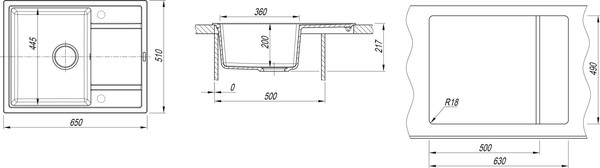 Изображение товара Мойка кухонная ZORG С сифоном Rock 65 Premium (алюметаллик)