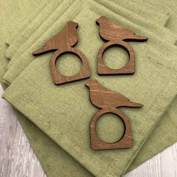 Изображение товара Сервировочная салфетка ОМурМебель с держателем Птичка (6шт, зеленый)