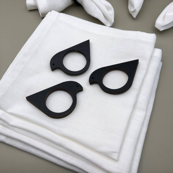 Изображение товара Набор сервировочных салфеток ОМурМебель с держателем Птичка черная (6шт, белый)