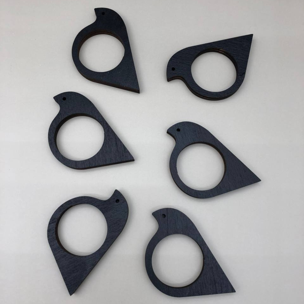 Изображение товара Набор сервировочных салфеток ОМурМебель с держателем Птичка черная (6шт, белый)