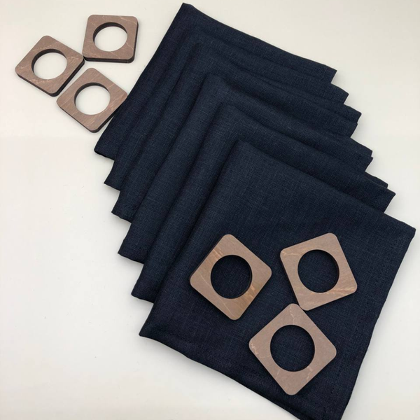 Изображение товара Набор сервировочных салфеток ОМурМебель с держателем Квадрат (6шт, черный)