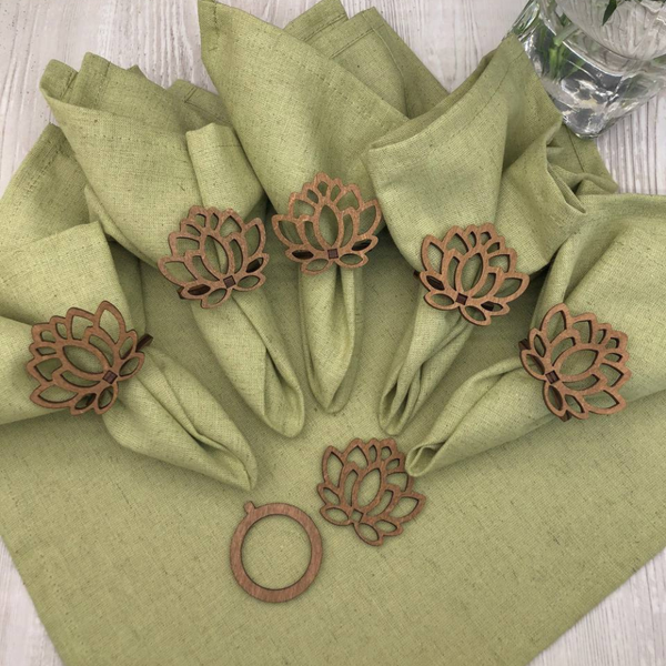 Изображение товара Набор сервировочных салфеток ОМурМебель с держателем Лотос (6шт, зеленый)