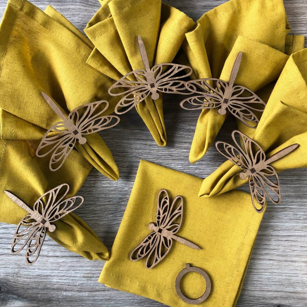 Изображение товара Набор сервировочных салфеток ОМурМебель с держателем Стрекоза (6шт, горчичный)