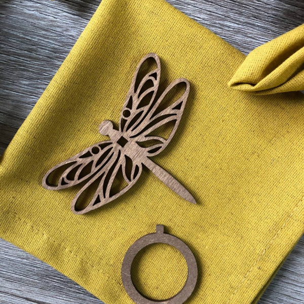 Изображение товара Набор сервировочных салфеток ОМурМебель с держателем Стрекоза (6шт, горчичный)