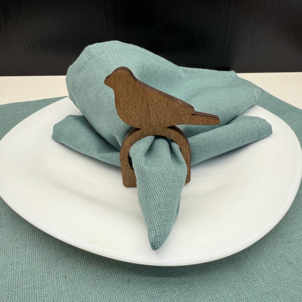 Изображение товара Набор сервировочных салфеток ОМурМебель с держателем Птичка (6шт, синий)