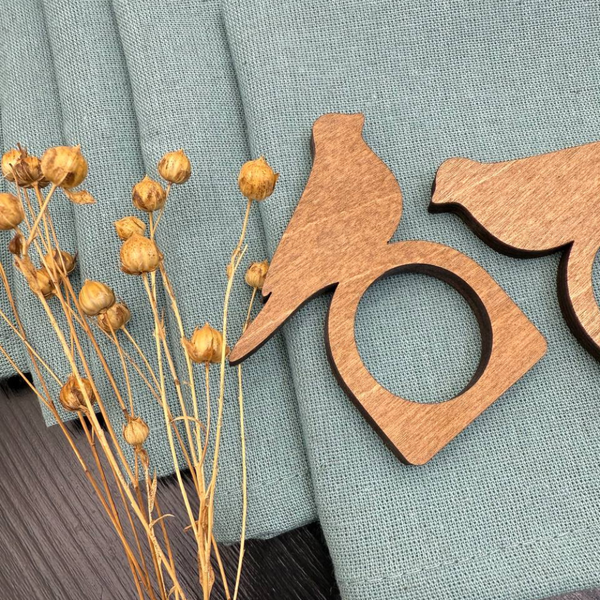 Изображение товара Набор сервировочных салфеток ОМурМебель с держателем Птичка (6шт, синий)