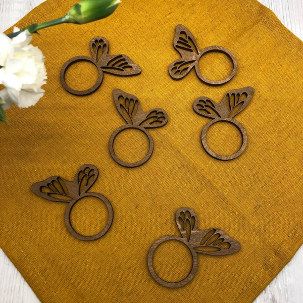 Изображение товара Набор сервировочных салфеток ОМурМебель с держателем Бабочка (6шт, горчичный)