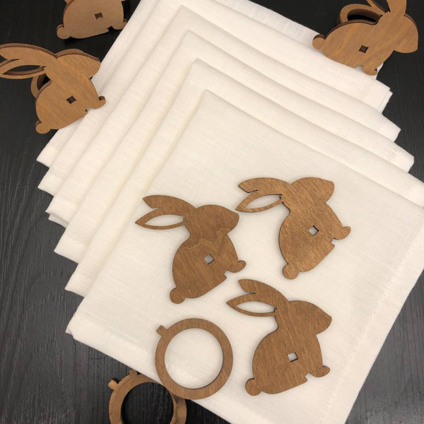 Изображение товара Набор сервировочных салфеток ОМурМебель с держателем Кролик (6шт, белый)