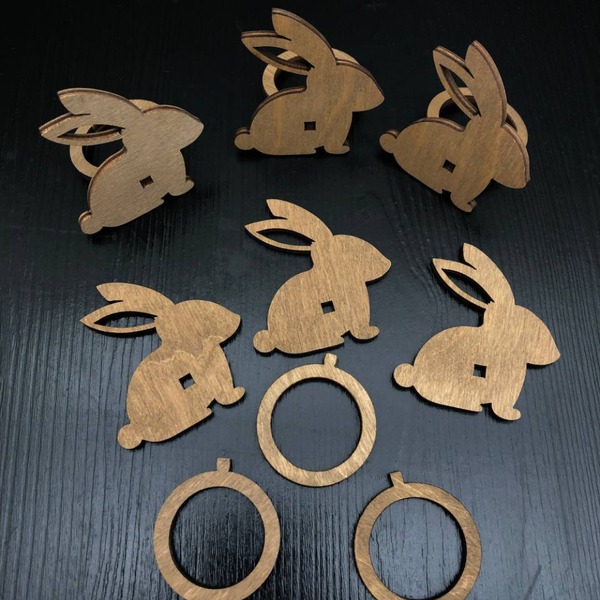 Изображение товара Набор сервировочных салфеток ОМурМебель с держателем Кролик (6шт, белый)