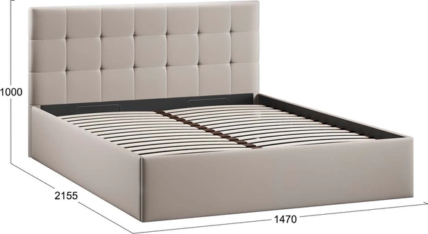 Изображение товара Полуторная кровать ТриЯ Джоли Универсальная с ПМ Тип 1 140x200 (велюр Confetti Smoke)