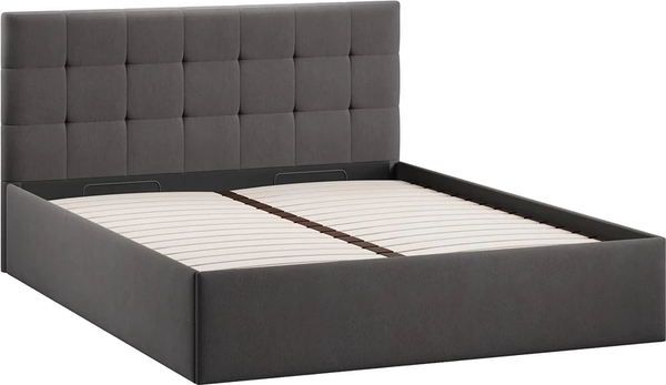Изображение товара Двуспальная кровать ТриЯ Джоли Универсальная с ПМ Тип 1 140x200 (велюр Графит)