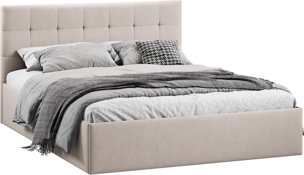 Изображение товара Двуспальная кровать ТриЯ Джоли Универсальная с ПМ Тип 1 140x200 (велюр Мокко светлый)