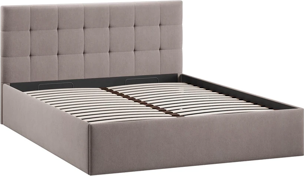 Изображение товара Двуспальная кровать ТриЯ Джоли Универсальная с ПМ Тип 1 140x200 (велюр Мокко темный)