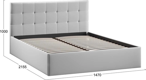 Изображение товара Полуторная кровать ТриЯ Джоли Универсальная Тип 1 140x200 (велюр Confetti Silver)