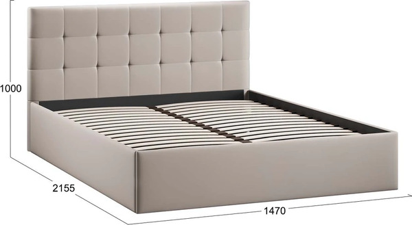 Изображение товара Полуторная кровать ТриЯ Джоли Универсальная Тип 1 140x200 (велюр Confetti Smoke)