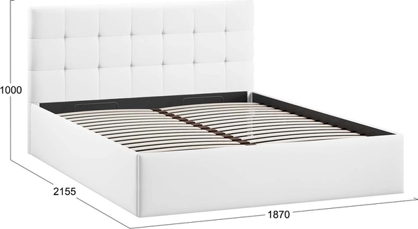 Изображение товара Двуспальная кровать ТриЯ Джоли Универсальная Тип 1 180x200 (экокожа Polo white)