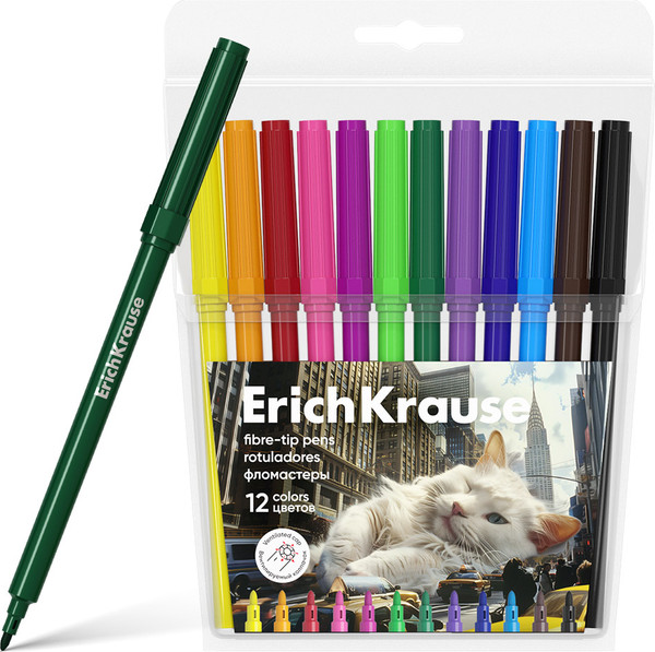 Изображение товара Фломастеры Erich Krause Big City Cats / 62990 (12цв)