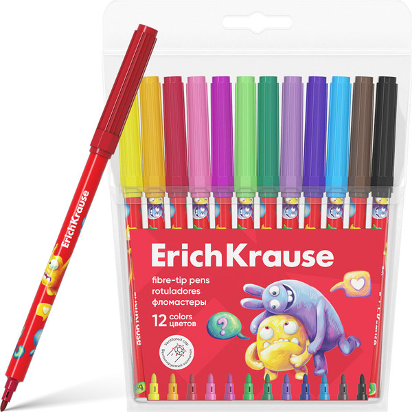 Изображение товара Фломастеры Erich Krause Jolly Friends / 62938 (12цв)