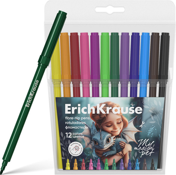 Изображение товара Фломастеры Erich Krause Magic Pet / 62987 (12цв)