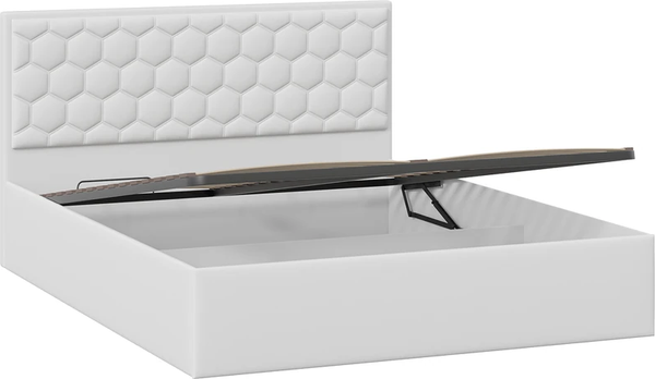 Изображение товара Двуспальная кровать ТриЯ Порто Универсальная с ПМ 180x200 (экокожа белая Polo)